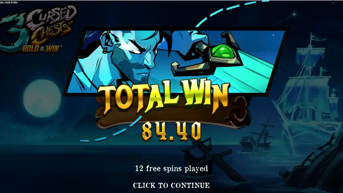 Tampilan visual slot 3 Cursed Chests: Hold & Win dengan tema bajak laut horor